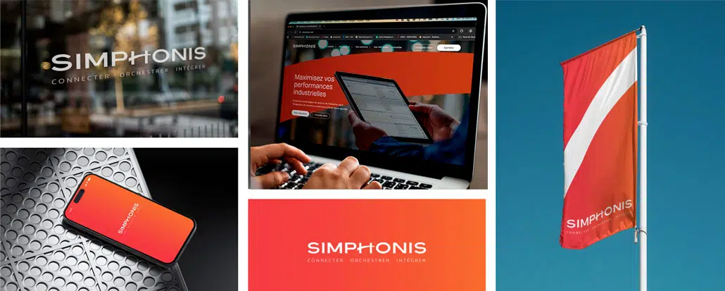 Nouvelle identité Simphonis déclinée sur divers supports